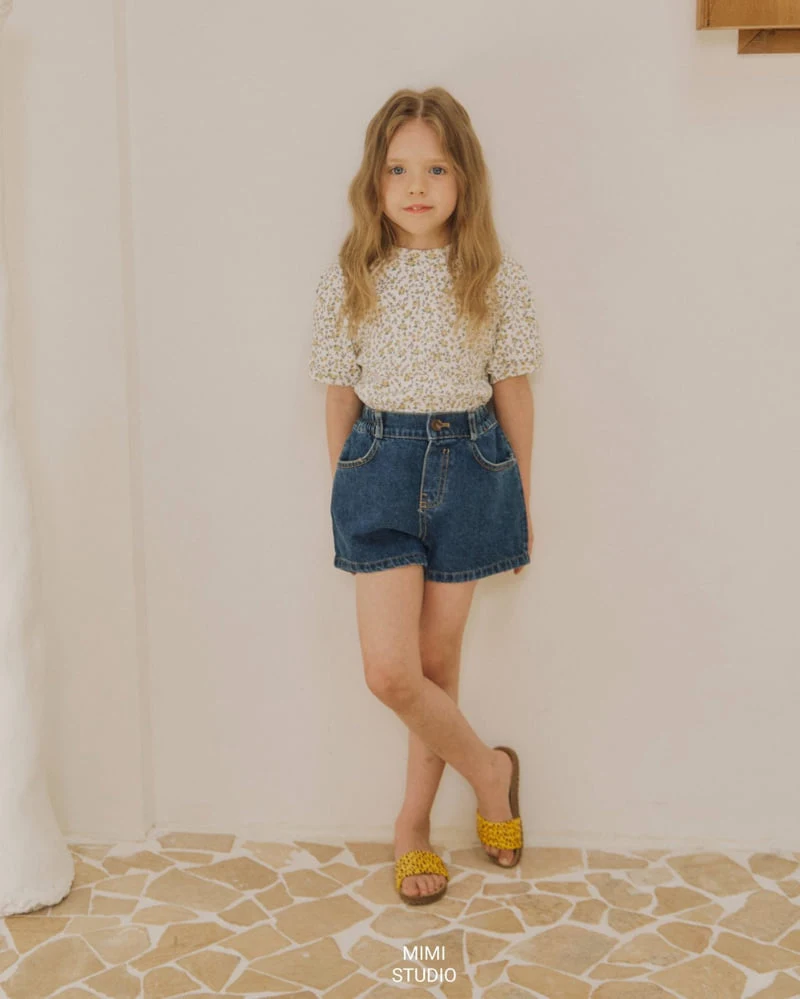 Bymimi - Korean Children Fashion - #kidsshorts - Small Flower Tee - 4