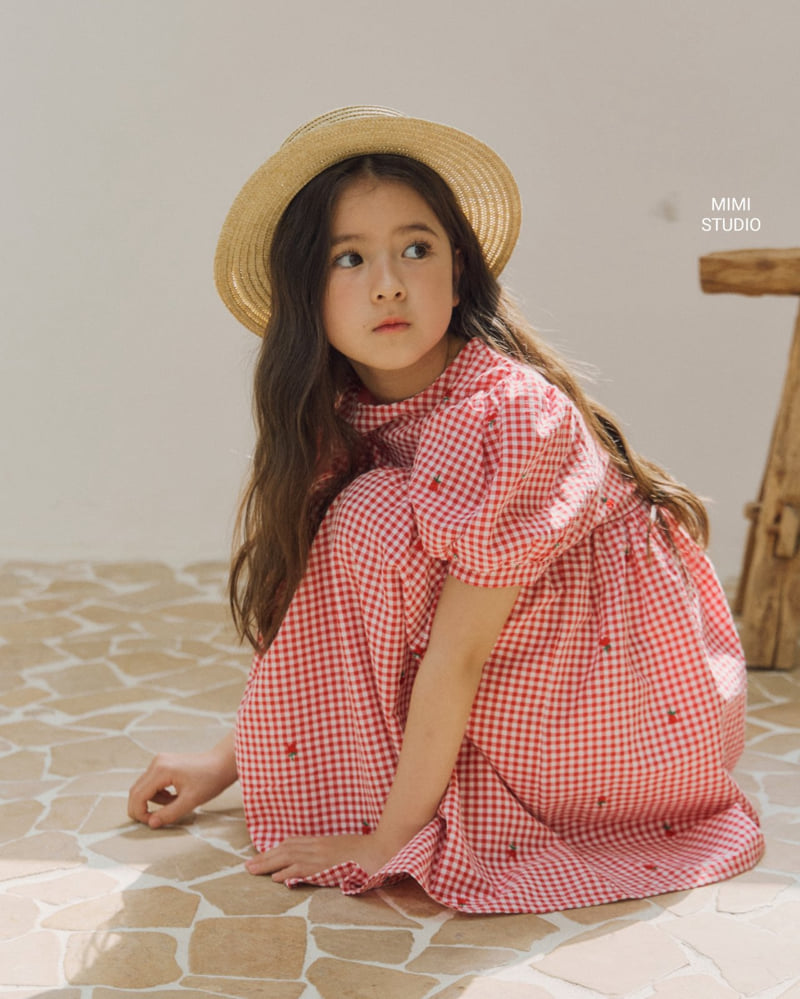 Bymimi - Korean Children Fashion - #kidzfashiontrend - Check Embroidery One-piece - 12