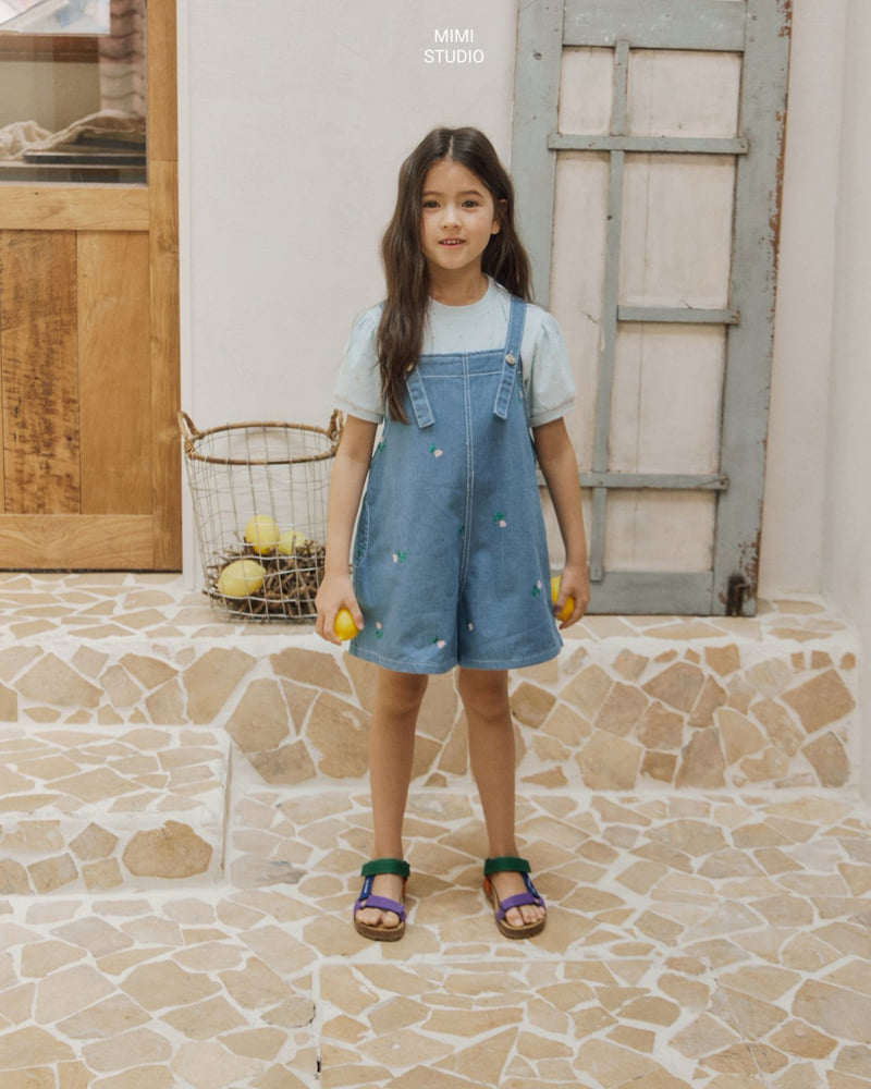 Bymimi - Korean Children Fashion - #minifashionista - Embroidery Suspender Pants - 3