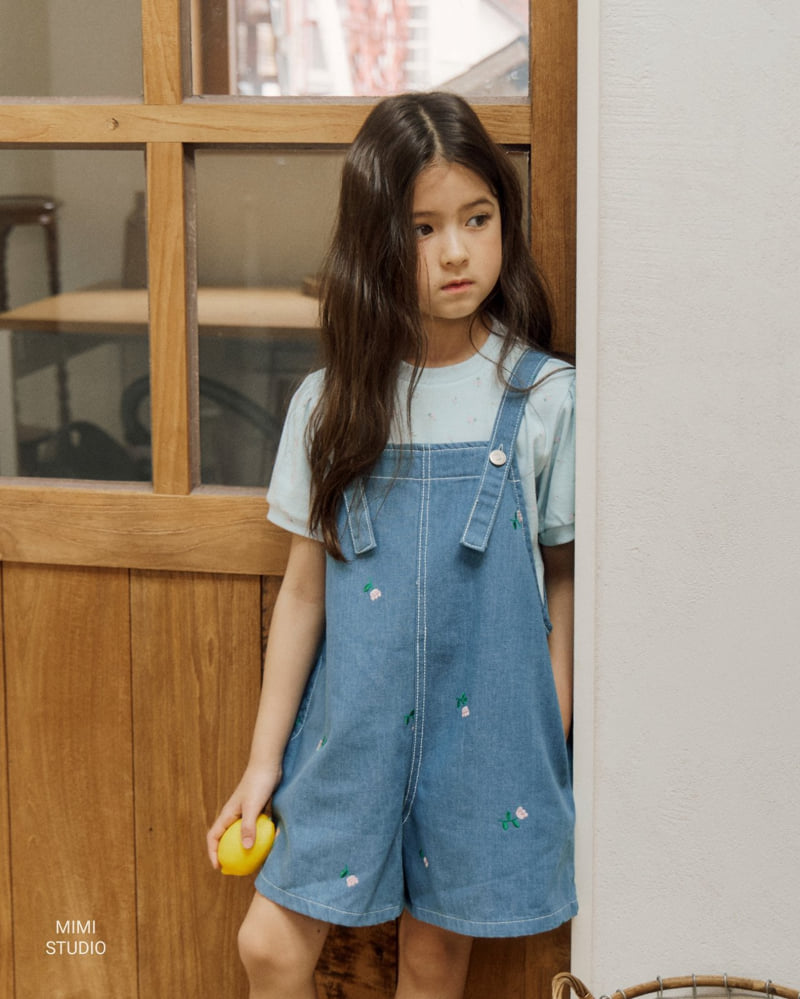 Bymimi - Korean Children Fashion - #toddlerclothing - Embroidery Suspender Pants - 6