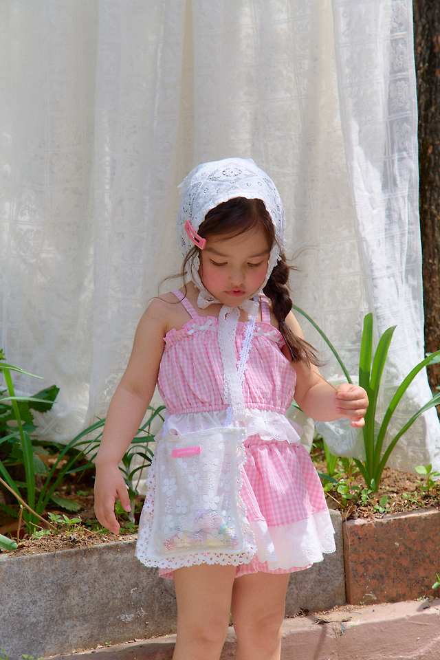 Chouchou Shasha - Korean Children Fashion - #childofig - Lace Checked Skirt Pants - 8