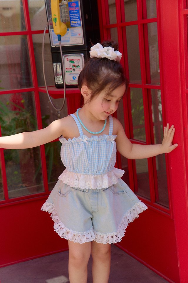 Chouchou Shasha - Korean Children Fashion - #childofig - Lace Denim Pants - 6