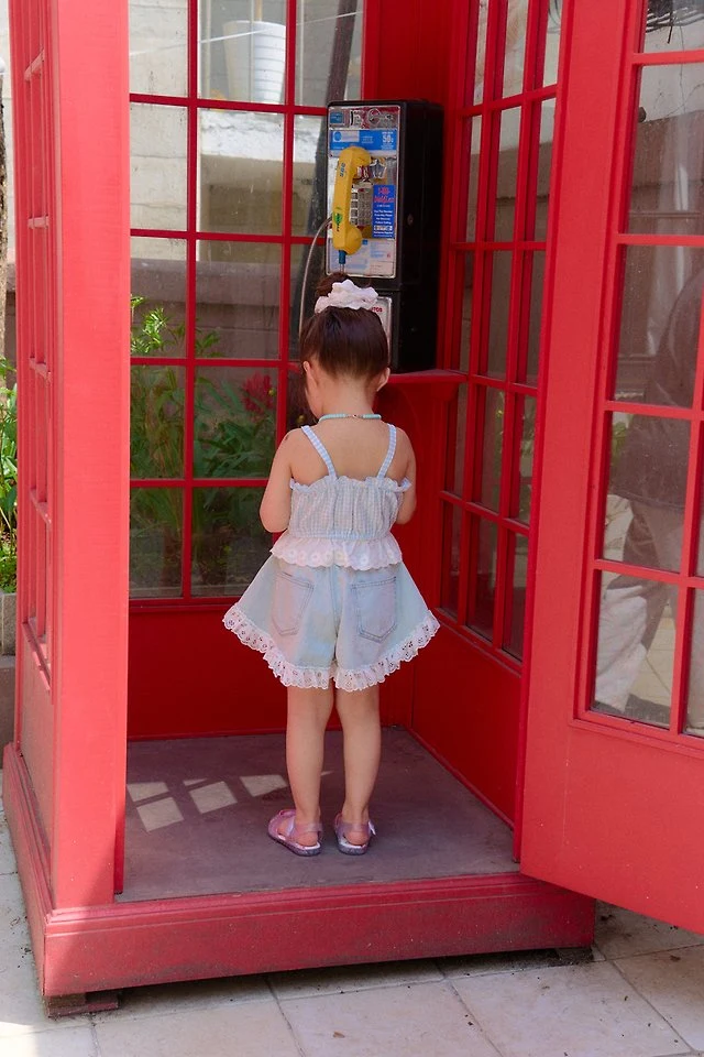 Chouchou Shasha - Korean Children Fashion - #childrensboutique - Lace Denim Pants - 8
