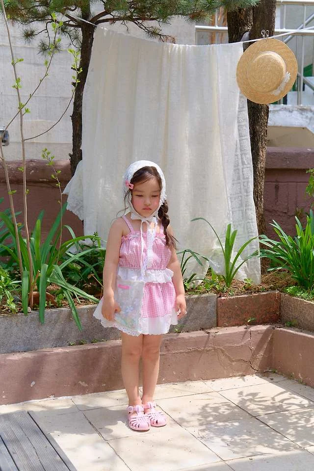 Chouchou Shasha - Korean Children Fashion - #designkidswear - Lace Checked Skirt Pants - 10