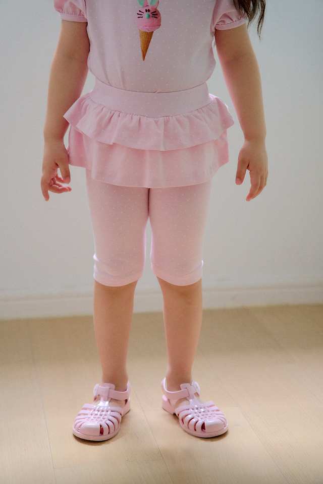 Chouchou Shasha - Korean Children Fashion - #designkidswear - Dot Cancan Capri Leggings (Hairband SET)
