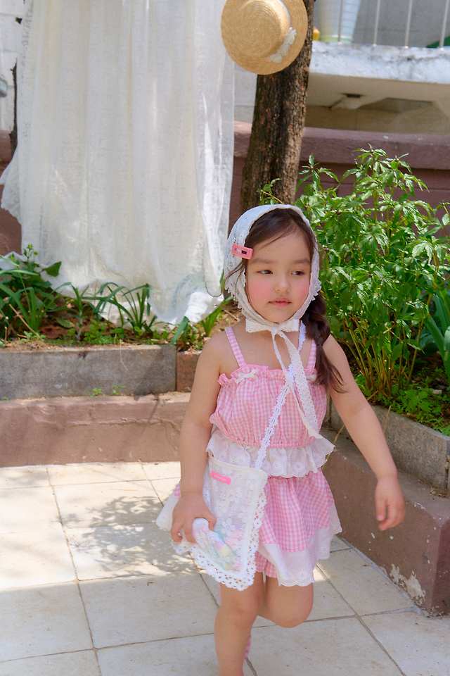 Chouchou Shasha - Korean Children Fashion - #discoveringself - Lace Check Frill Top - 10