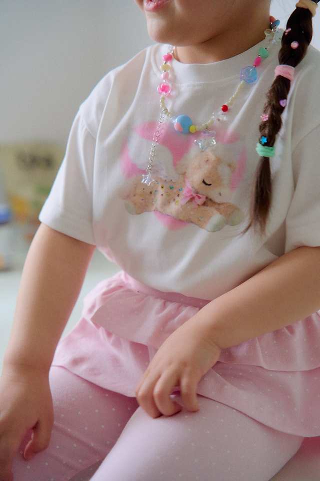 Chouchou Shasha - Korean Children Fashion - #kidsshorts - Unicorn Graphic Short-sleeved Tee