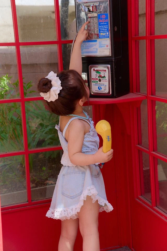 Chouchou Shasha - Korean Children Fashion - #kidsshorts - Lace Denim Pants - 12