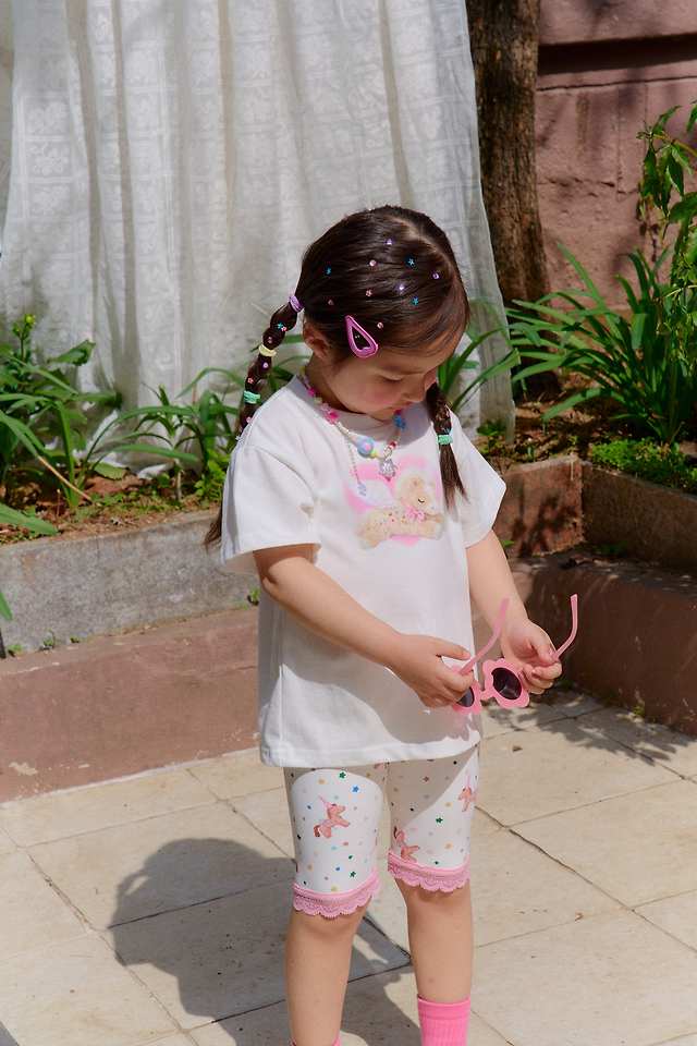 Chouchou Shasha - Korean Children Fashion - #kidsstore - Unicorn Half-Length Leggings - 3