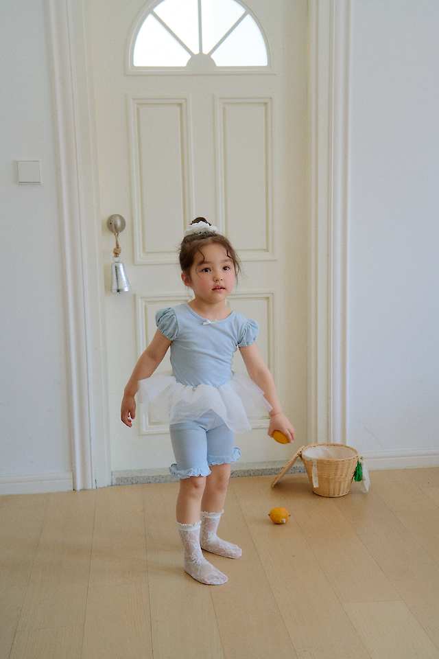 Chouchou Shasha - Korean Children Fashion - #kidsstore - Mimi Half-Length Leggings (Ribbon Headband SET)