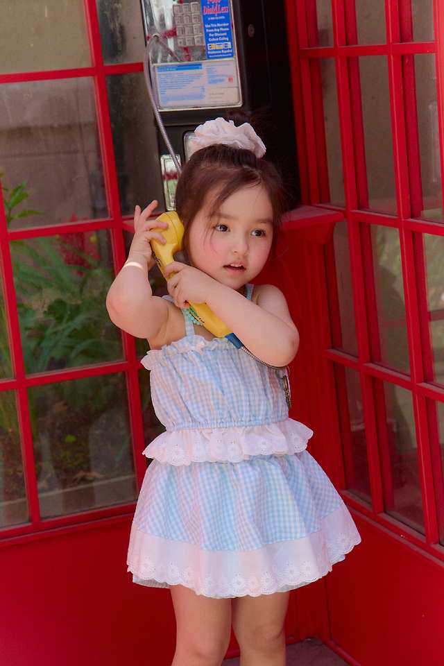 Chouchou Shasha - Korean Children Fashion - #magicofchildhood - Lace Check Frill Top