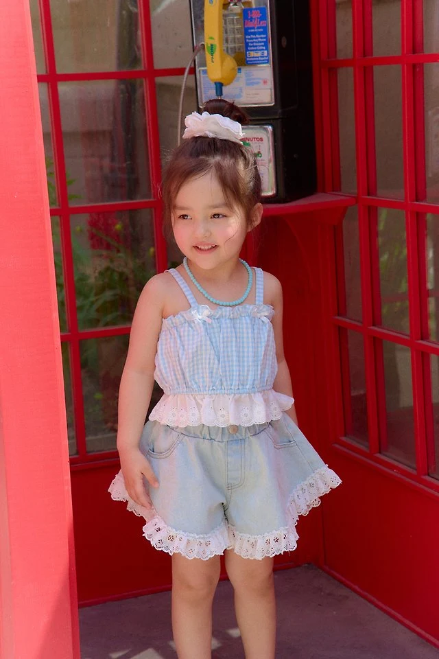 Chouchou Shasha - Korean Children Fashion - #magicofchildhood - Lace Denim Pants - 3