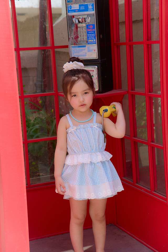 Chouchou Shasha - Korean Children Fashion - #prettylittlegirls - Lace Check Frill Top - 3