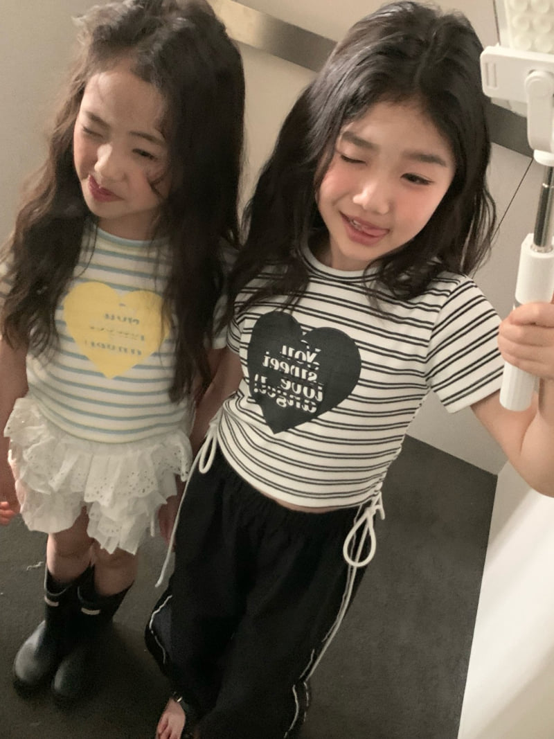 Comma - Korean Children Fashion - #childofig - Stripe Heart Tee - 10