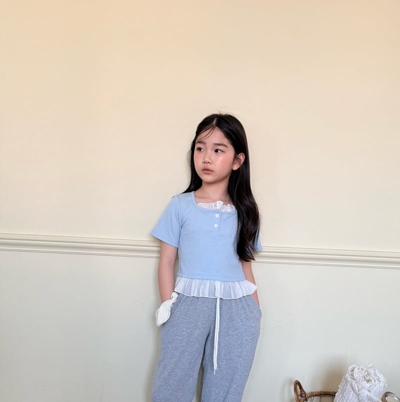 Comma - Korean Children Fashion - #childofig - Square Frill Top