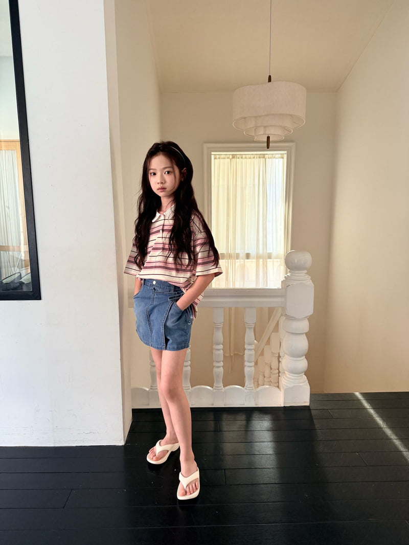 Comma - Korean Children Fashion - #childofig - Stripe Collar Tee - 3