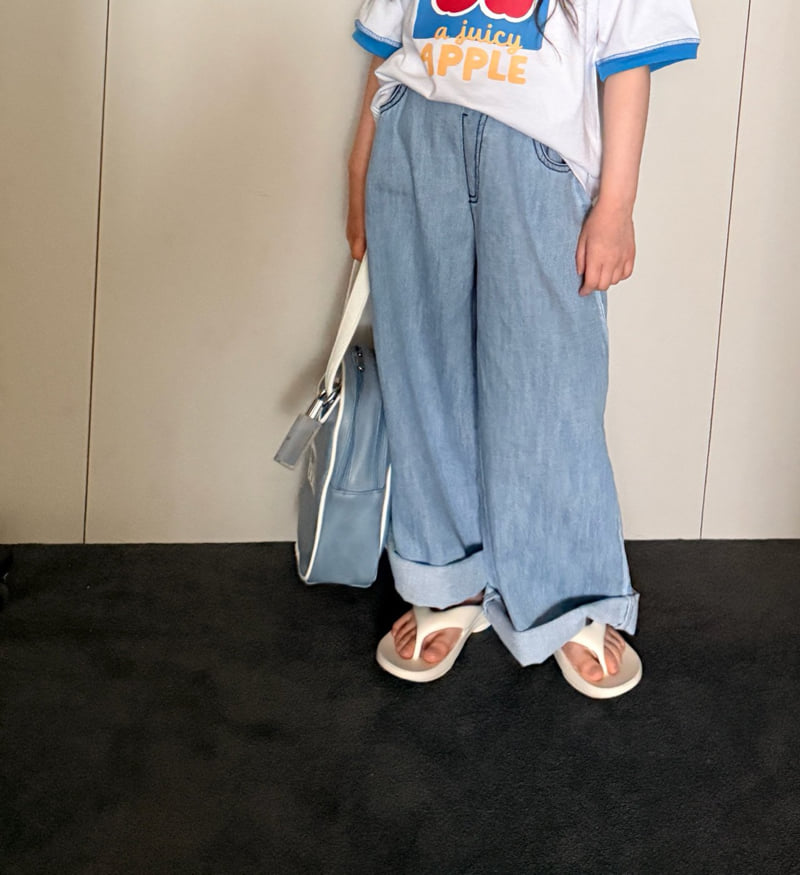Comma - Korean Children Fashion - #childrensboutique - Linen Wide Denim Pants