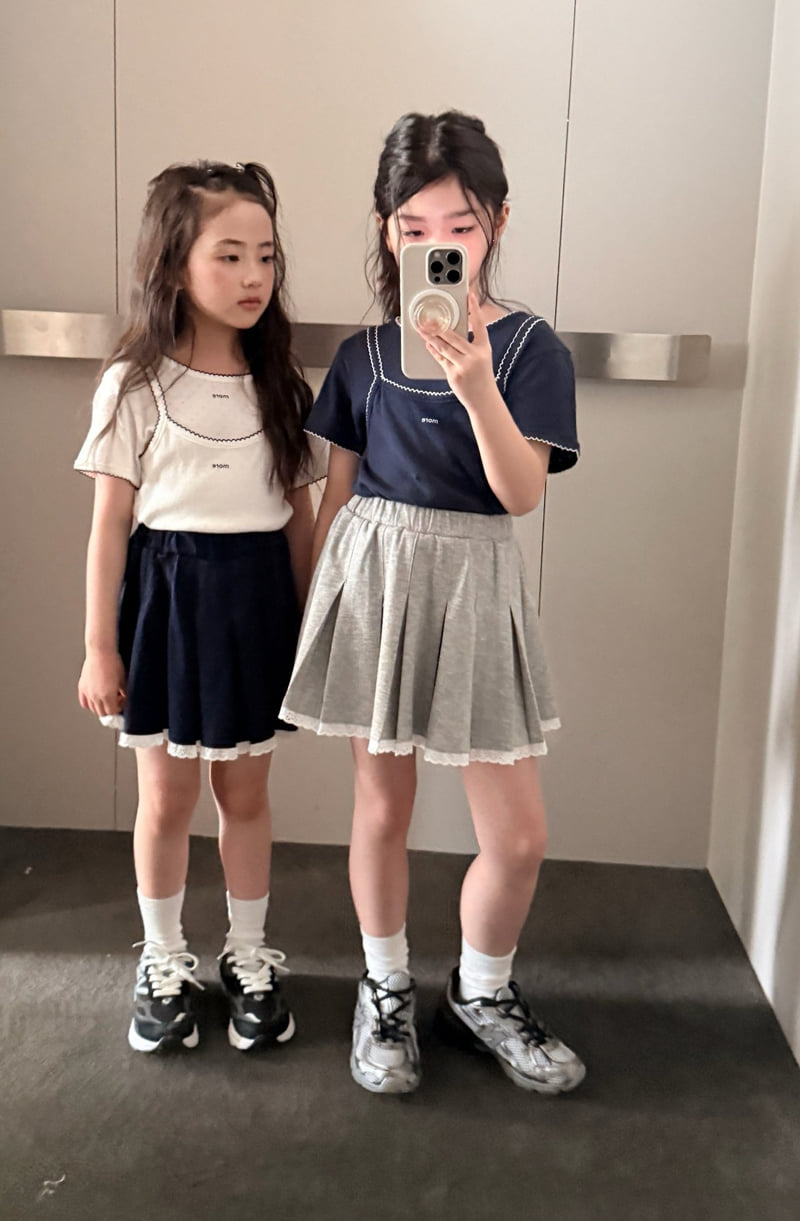 Comma - Korean Children Fashion - #childrensboutique - Lace Pleated Skirt
