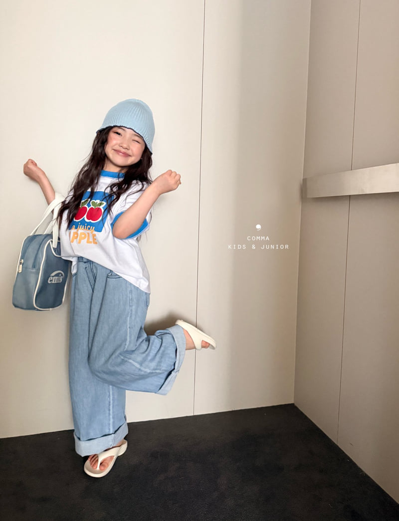Comma - Korean Children Fashion - #discoveringself - Linen Wide Denim Pants - 3