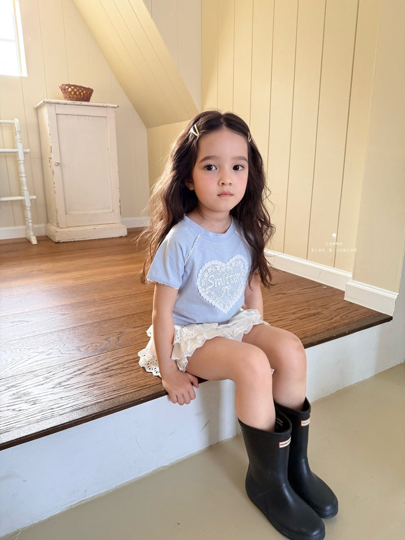 Comma - Korean Children Fashion - #fashionkids - Heart Lace Tee
