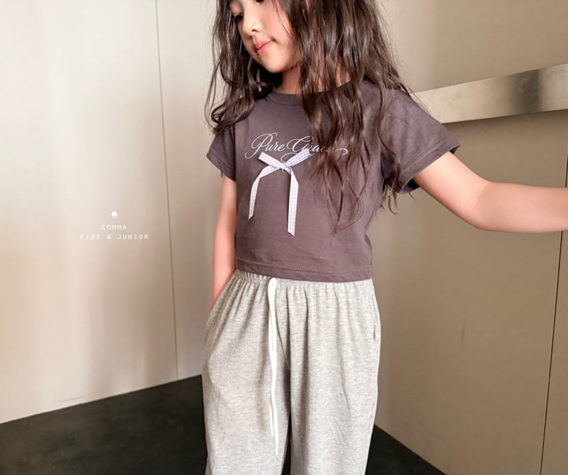 Comma - Korean Children Fashion - #fashionkids - Check Ribbon Tee - 10