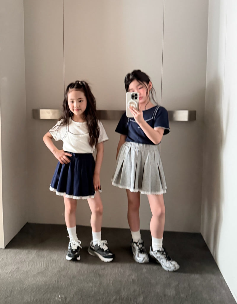 Comma - Korean Children Fashion - #discoveringself - Lace Pleated Skirt - 4