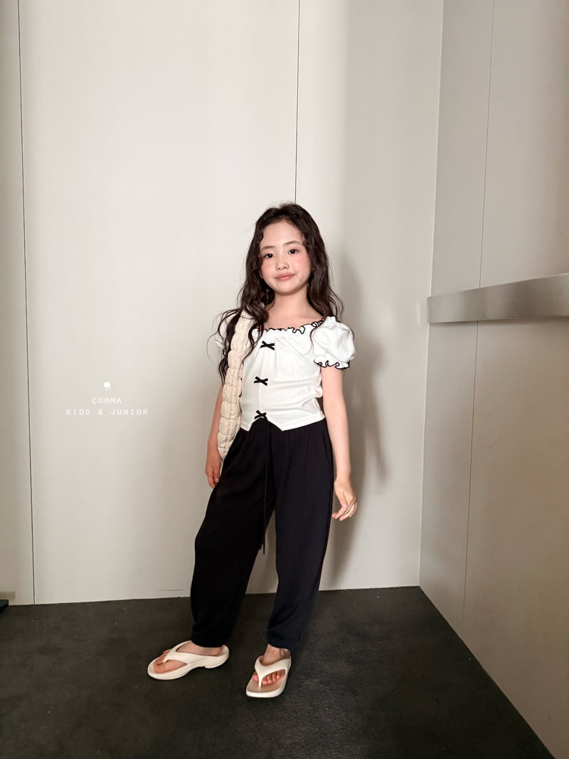 Comma - Korean Children Fashion - #kidsshorts - Ribbon Shoulder Tee - 6