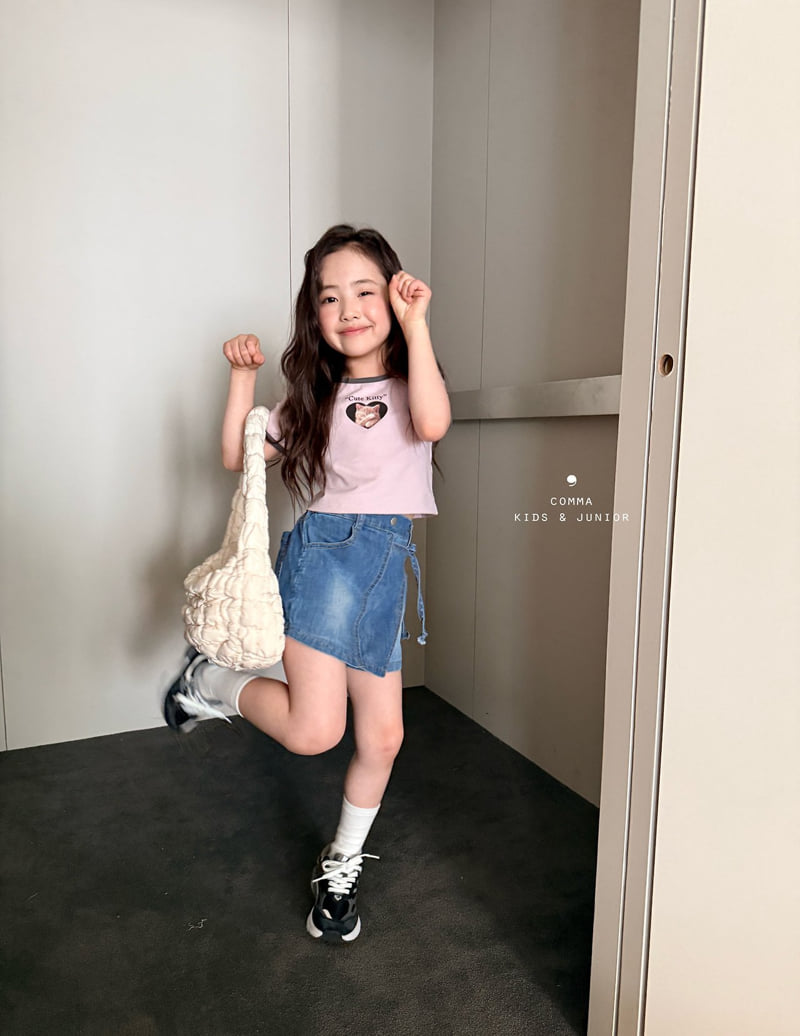Comma - Korean Children Fashion - #fashionkids - Wrap Denim Skort - 4