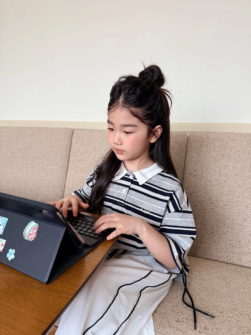 Comma - Korean Children Fashion - #kidsstore - Stripe Collar Tee - 9