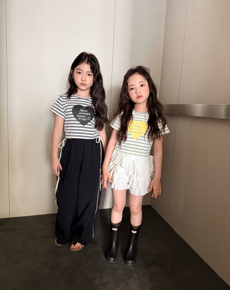 Comma - Korean Children Fashion - #kidzfashiontrend - Stripe Heart Tee