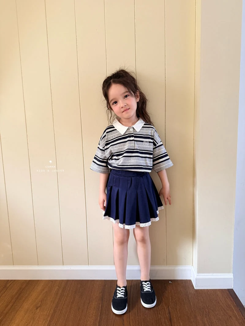 Comma - Korean Children Fashion - #kidzfashiontrend - Stripe Collar Tee - 10