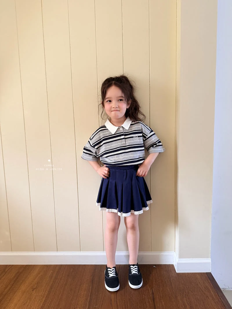 Comma - Korean Children Fashion - #littlefashionista - Stripe Collar Tee - 12