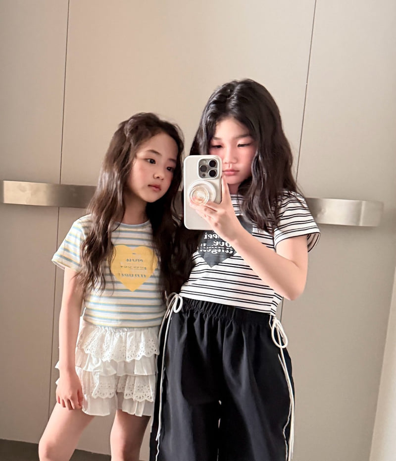 Comma - Korean Children Fashion - #littlefashionista - Stripe Heart Tee - 4