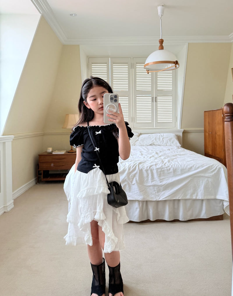 Comma - Korean Children Fashion - #magicofchildhood - Ribbon Shoulder Tee - 11