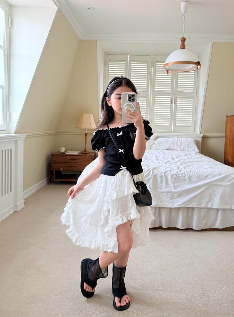 Comma - Korean Children Fashion - #minifashionista - Ribbon Shoulder Tee - 12
