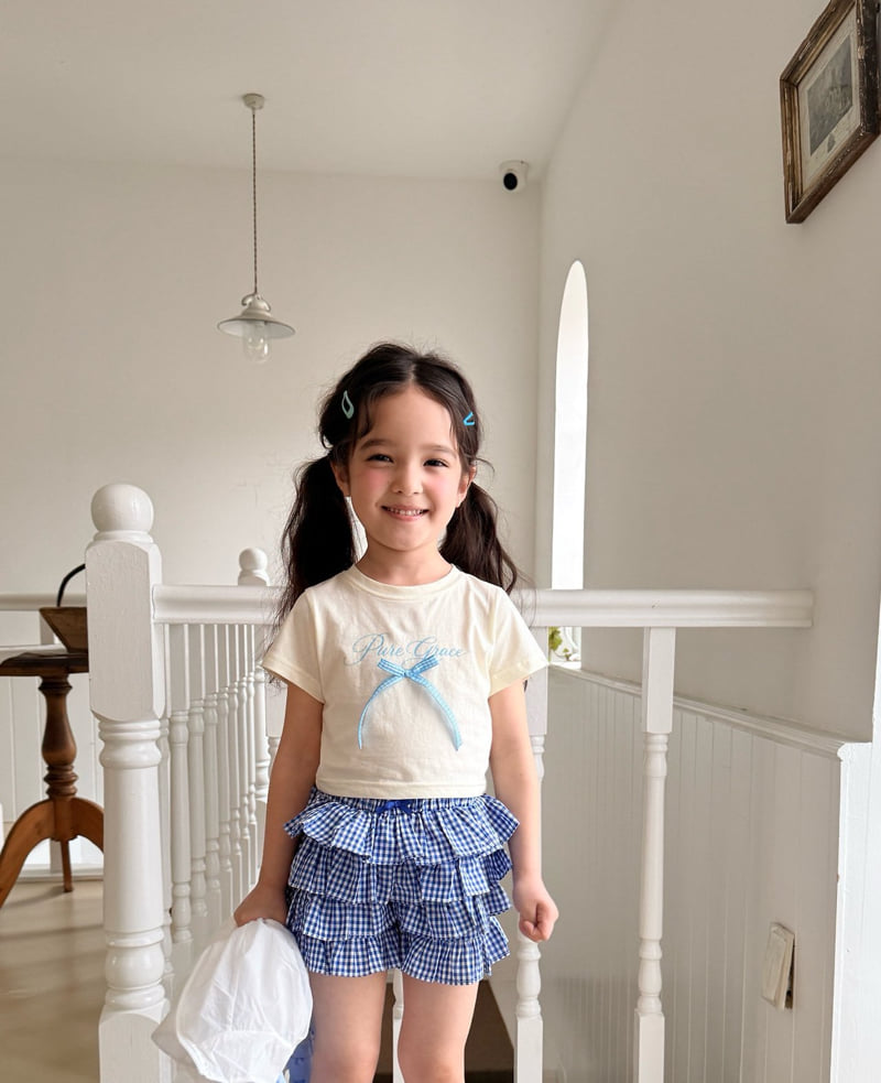 Comma - Korean Children Fashion - #minifashionista - Check Ribbon Tee
