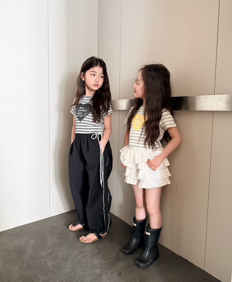 Comma - Korean Children Fashion - #prettylittlegirls - Stripe Heart Tee - 6