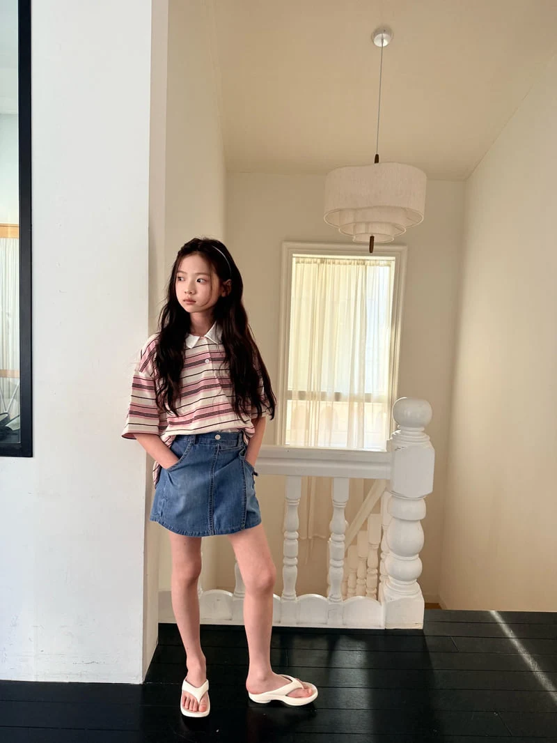 Comma - Korean Children Fashion - #prettylittlegirls - Stripe Collar Tee