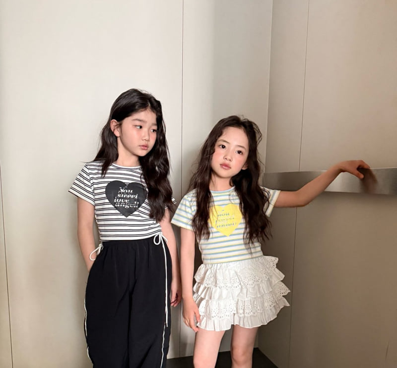 Comma - Korean Children Fashion - #todddlerfashion - Stripe Heart Tee - 7