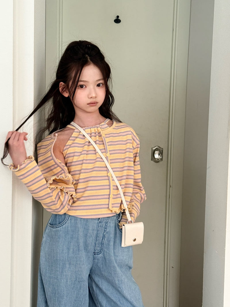 Comma - Korean Children Fashion - #todddlerfashion - Halter Cardigan Set (Stripe) - 9