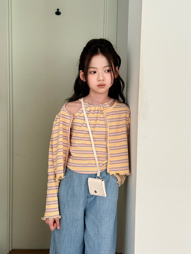 Comma - Korean Children Fashion - #todddlerfashion - Halter Cardigan Set (Beige) - 8