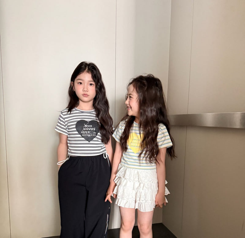 Comma - Korean Children Fashion - #toddlerclothing - Stripe Heart Tee - 8
