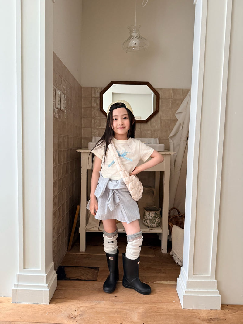 Comma - Korean Children Fashion - #todddlerfashion - Check Ribbon Tee - 4