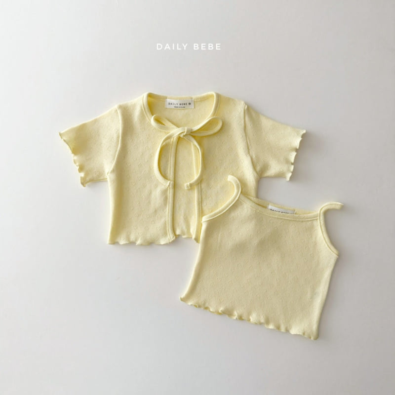 Daily Bebe - Korean Children Fashion - #Kfashion4kids - Eyelet Cardigan Set - 5