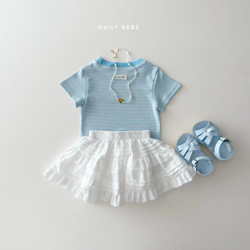 Daily Bebe - Korean Children Fashion - #kidsshorts - Cozy Striped Tee - 8