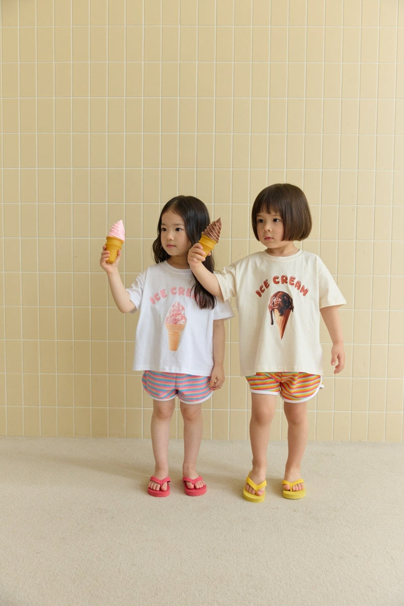 Daily Bebe - Korean Children Fashion - #kidsshorts - Ice Cream Short Sleeve Tee - 9