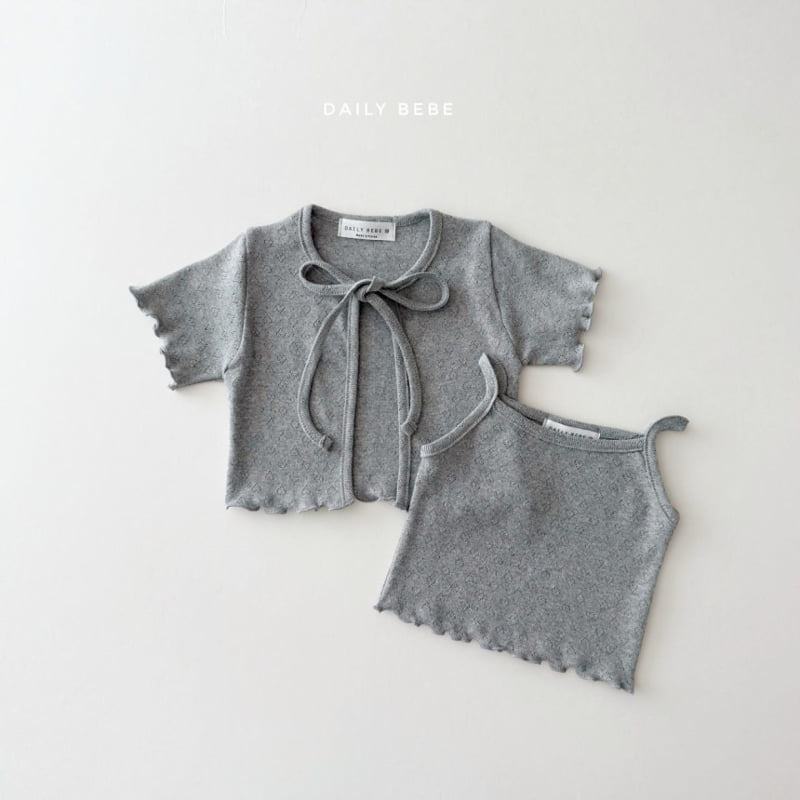 Daily Bebe - Korean Children Fashion - #kidsstore - Eyelet Cardigan Set - 4
