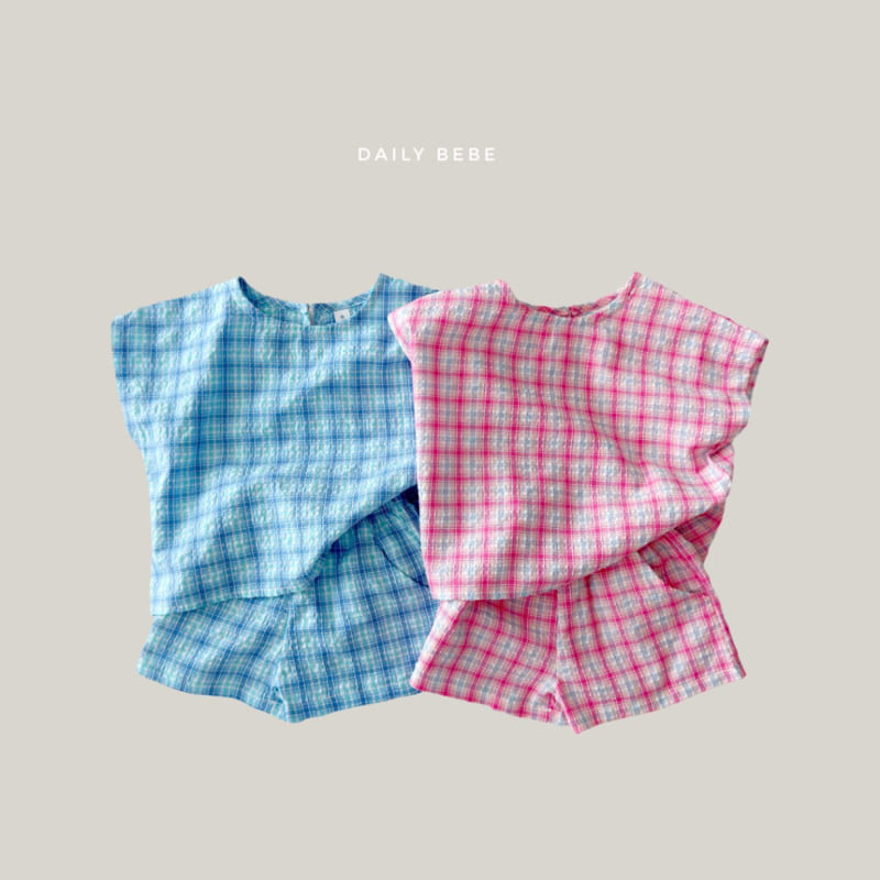 Daily Bebe - Korean Children Fashion - #magicofchildhood - Check Seersucker Set