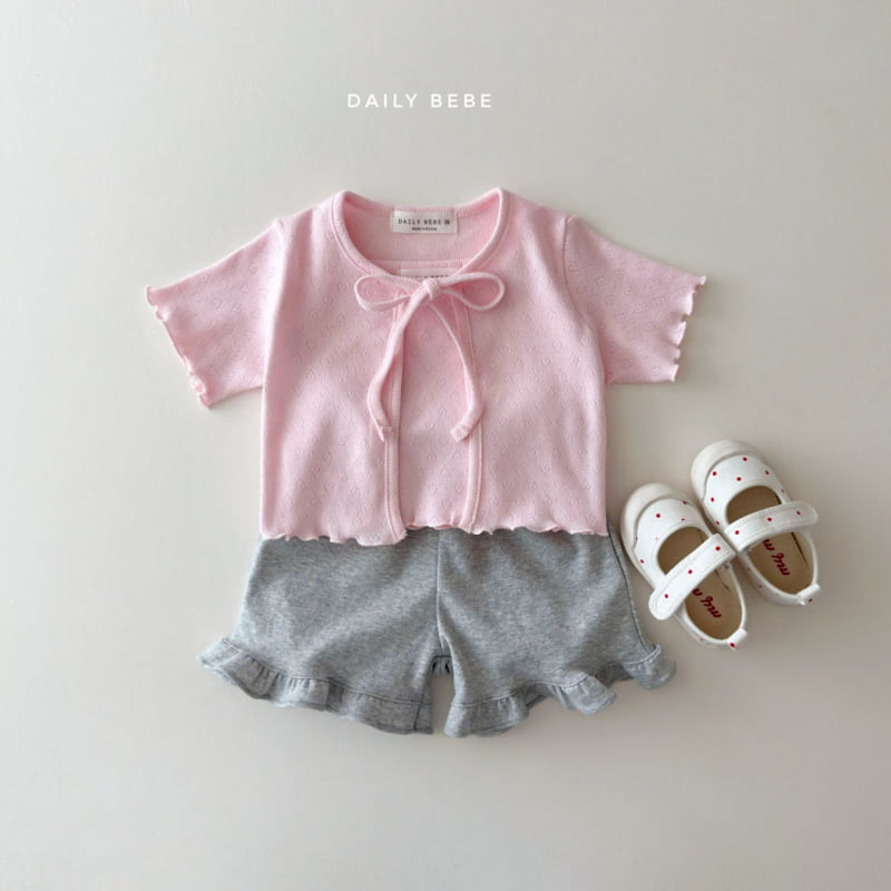 Daily Bebe - Korean Children Fashion - #todddlerfashion - Eyelet Cardigan Set - 10