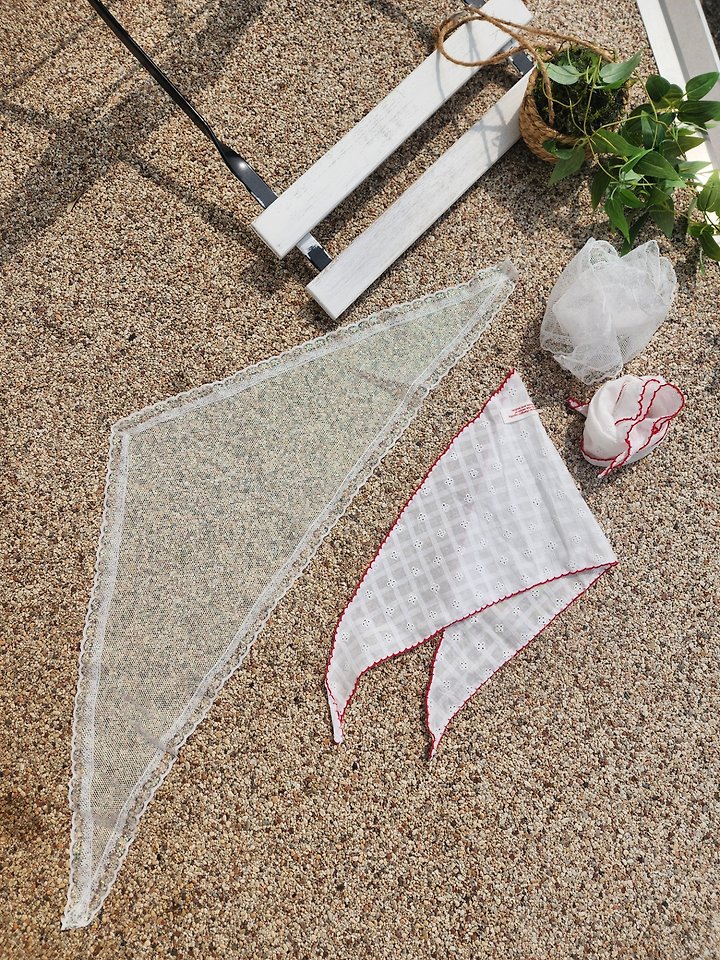 Dalla - Korean Children Fashion - #magicofchildhood - Summer Triangle Scarf (Embroidery Lace)
